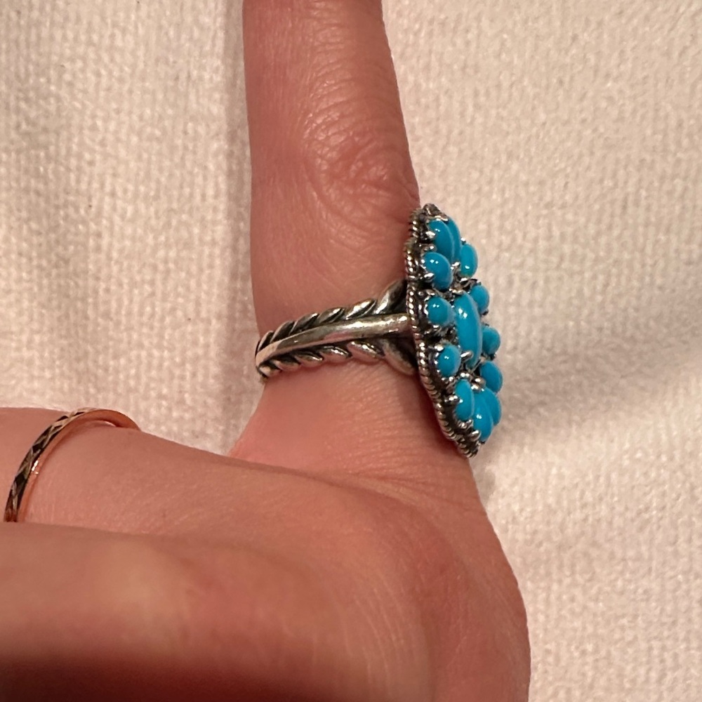 Turquoise Silver Statement Ring, 8.5 - image 3